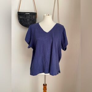 Vintage Oscar De La Renta Cotton Boxy Top Blouse, Size XXL